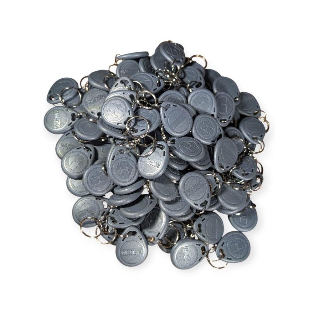 100szt BRELOK Zbliżeniowy PASTYLKA PESTKA 125KHz RFID UNIQU GREY NUMEROWANA